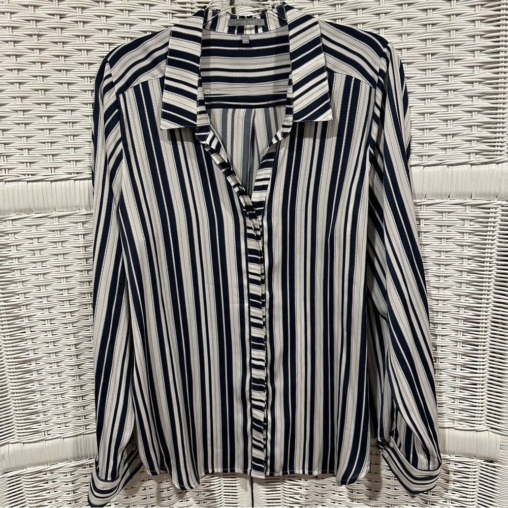 Lemon Tart blue & white striped Blouse XXL